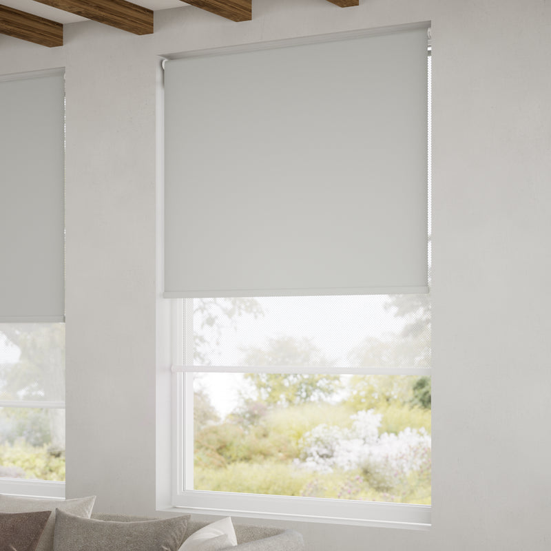 ColorizedZoom Atom Dusky Grey  Double Roller Blind 2337