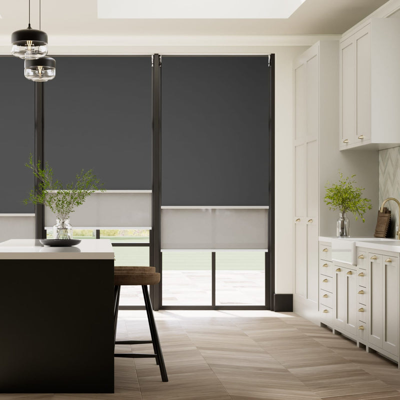 Colorized Atom Iron Grey Double Roller Blind 2345