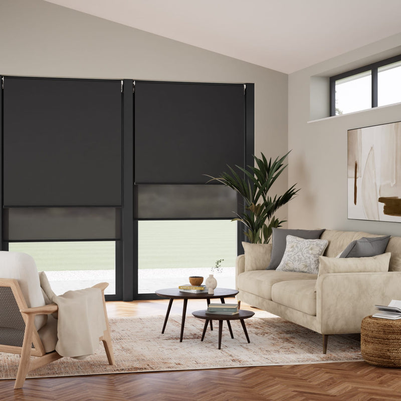 ColorizedZoom Eclipse Iron Grey & Slate Double Roller Blind 2363