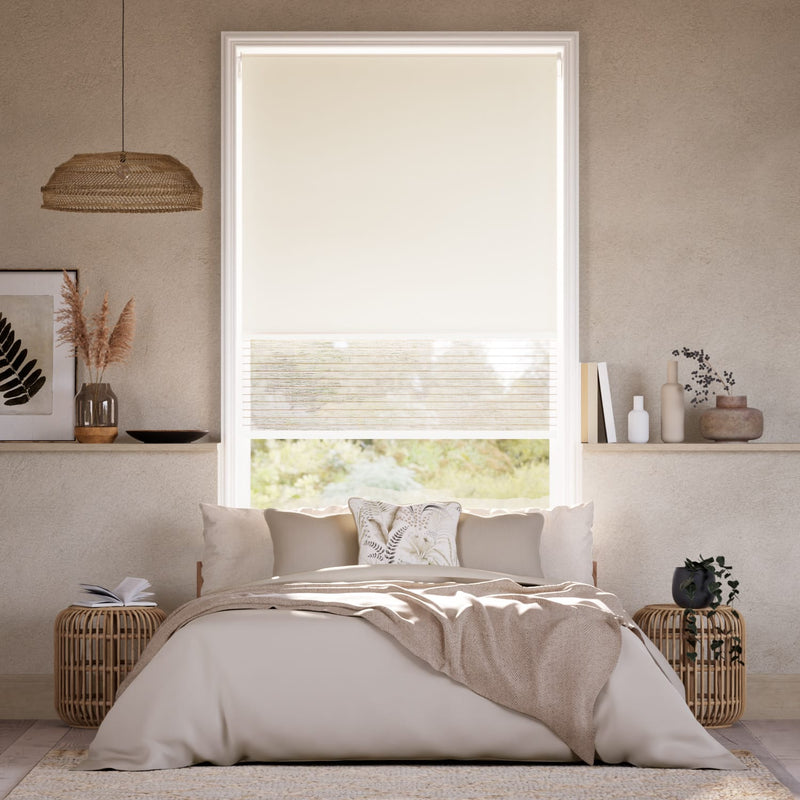 Colorized Electric Alia Limestone Double Roller Blind 2444
