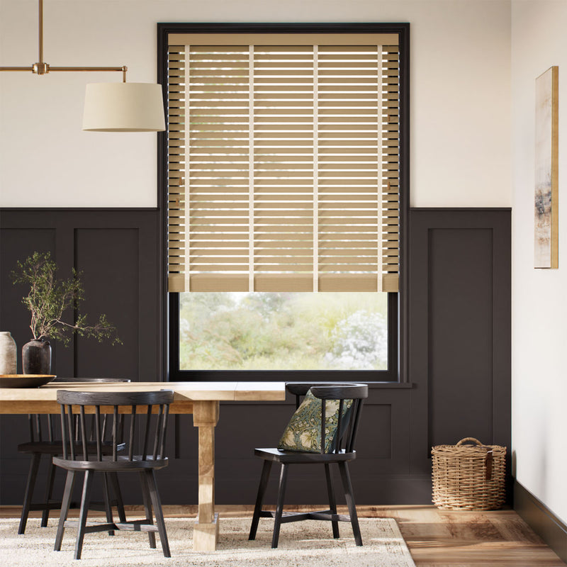 Colorized Metropolitan Classic Oak & Oatmeal Wooden Blind - 50mm Slat 3102