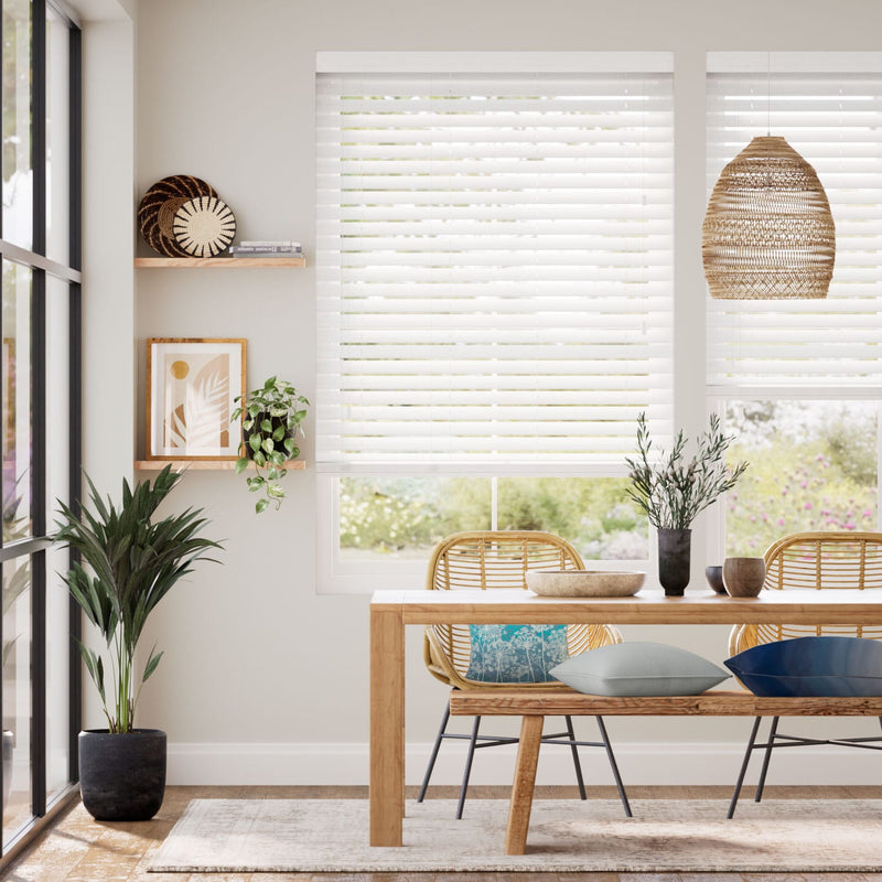 Colorized Arctic White Faux Wood Blind - 50mm Slat 3162