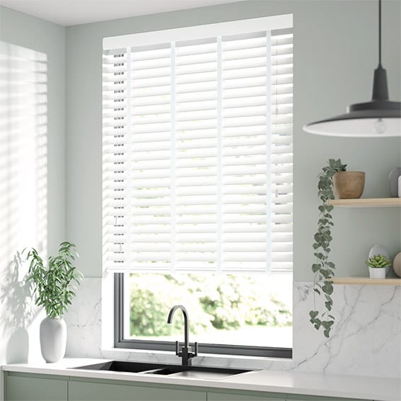 ColorizedZoom Atlanta Bright White & Igloo Faux Wood Blind - 50mm Slat 3220