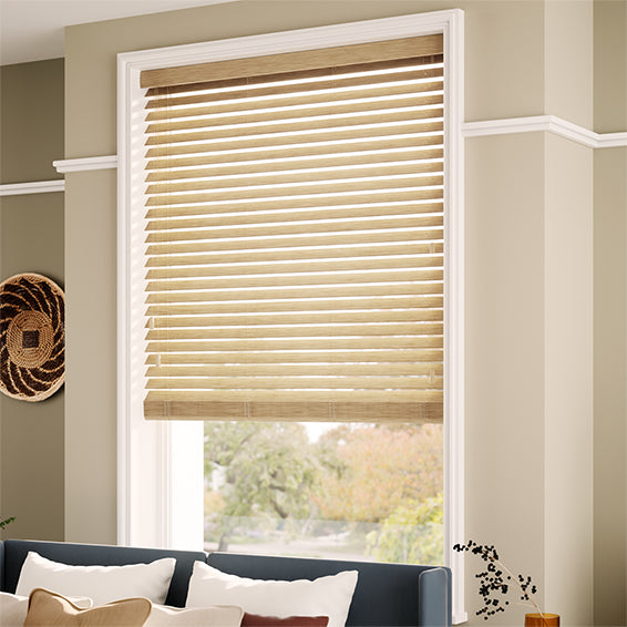 ColorizedZoom Natural Bamboo Jute Wooden Blind - 50mm Slat 3378