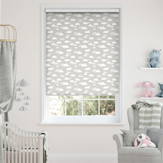 Colorized Fluffy Clouds Blackout Grey Roller Blind 3442