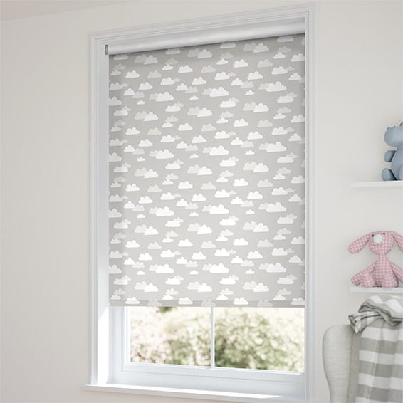ColorizedZoom Fluffy Clouds Blackout Grey Roller Blind 3442