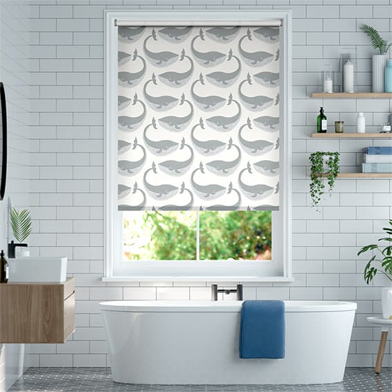 Colorized Splash Blackout Kids Whale of a Time Slate Roller Blind 3445