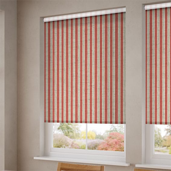ColorizedZoom Choices Twill Stripe Linen Party Red Roller Blind 8024