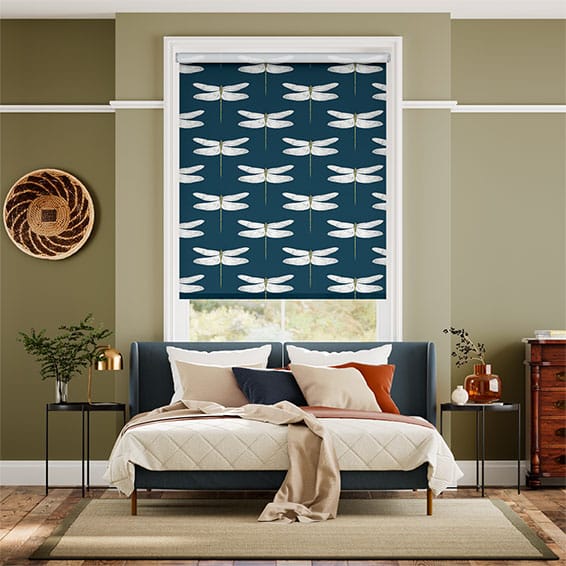Colorized Demoiselle Dragonfly Ink Roller Blind 3620
