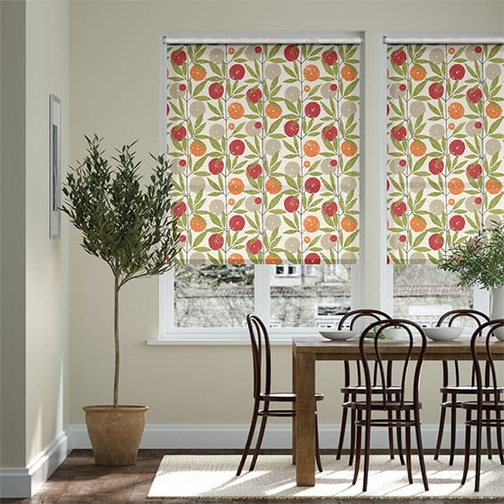 Colorized Blomma Trail Tangerine Roller Blind 3708