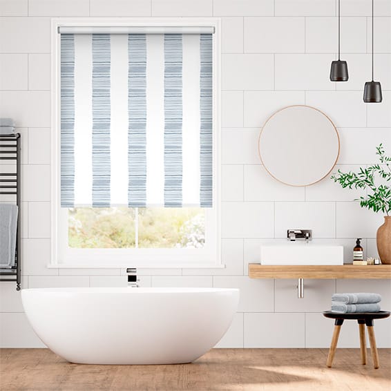 Colorized Splash Blackout Ceramic Stripe Med Blue Roller Blind 3757