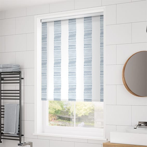 ColorizedZoom Splash Blackout Ceramic Stripe Med Blue Roller Blind 3757