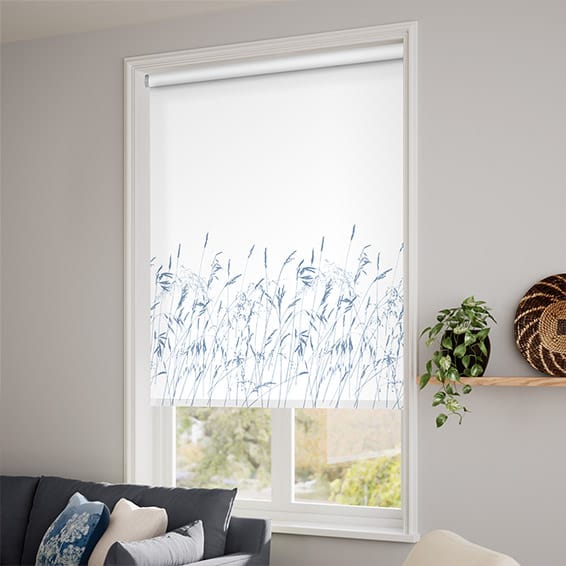 ColorizedZoom Blowing Grasses Blue Roller Blind 3797