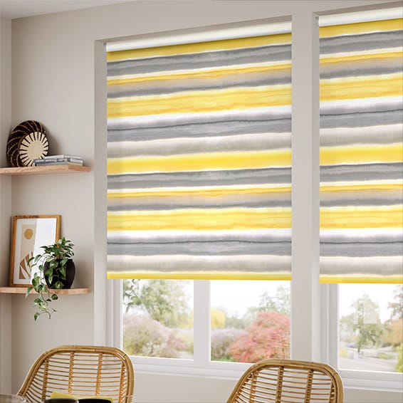 ColorizedZoom Watercolour Stripe Ochre Roller Blind 3811