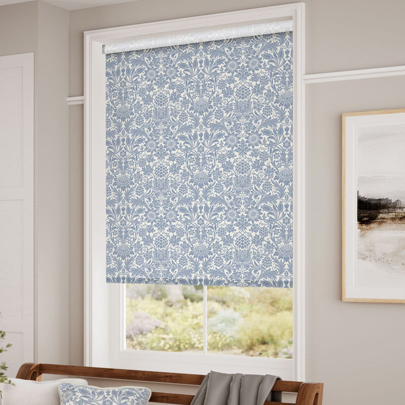 ColorizedZoom William Morris Sunflower Vintage Blue Roller Blind 3824