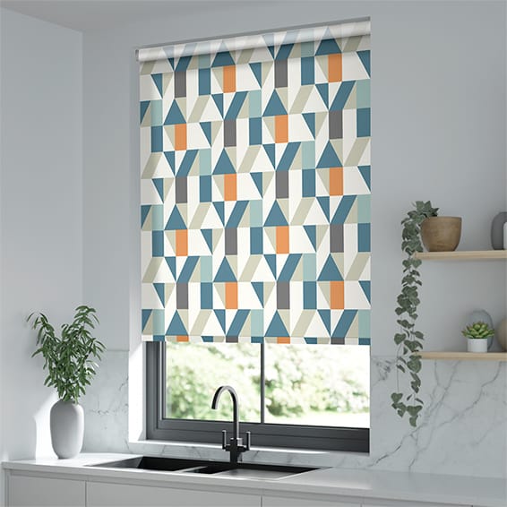 ColorizedZoom Nuevo Blocks Sapphire Roller Blind 3889