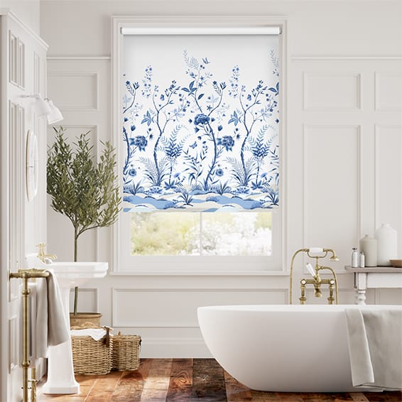 Colorized Chinoiserie China Blue Roller Blind 4008