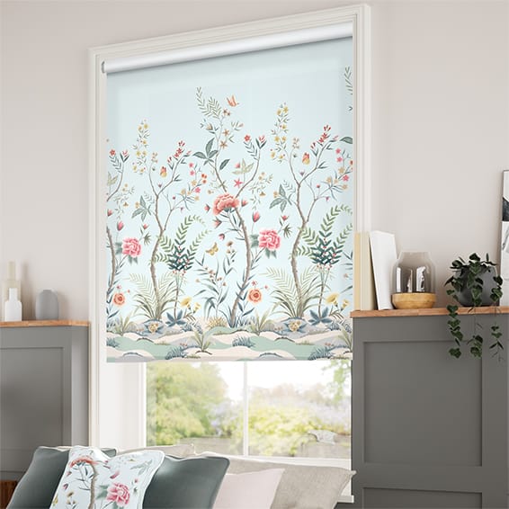 ColorizedZoom Chinoiserie Duck Egg Roller Blind 4009