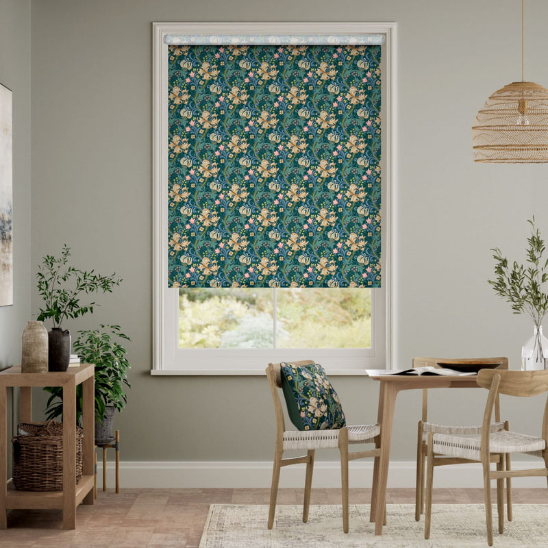 Colorized William Morris Golden Lily Evergreen Roller Blind 4148
