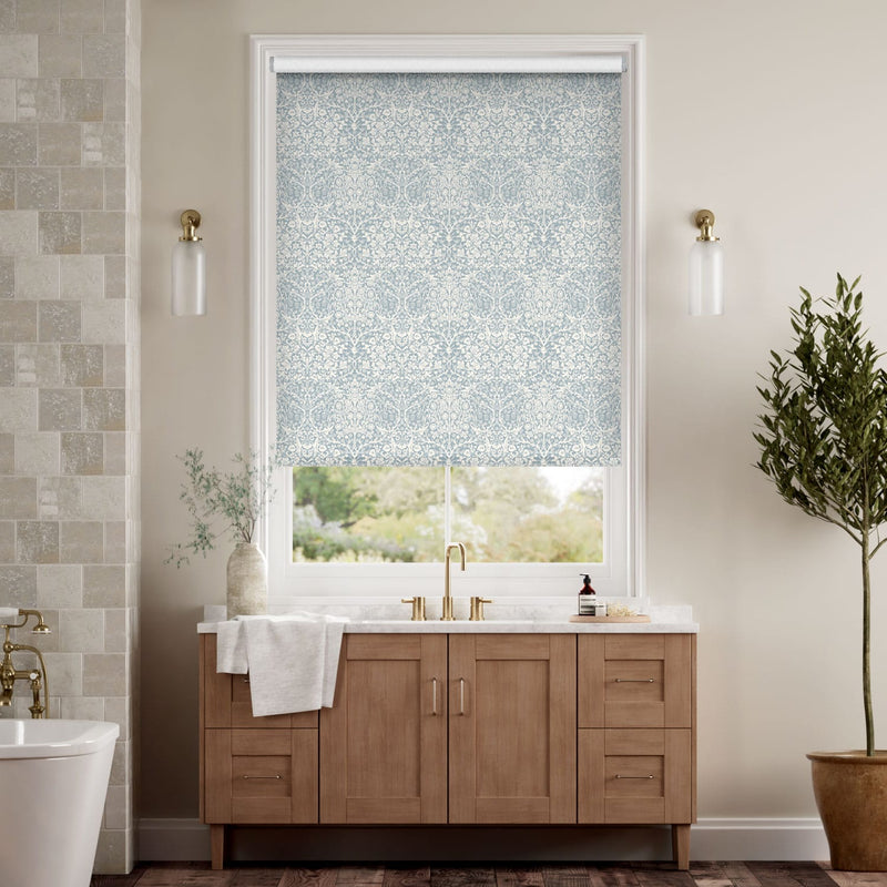 Colorized William Morris Blackthorn Blue Grey Roller Blind 4149