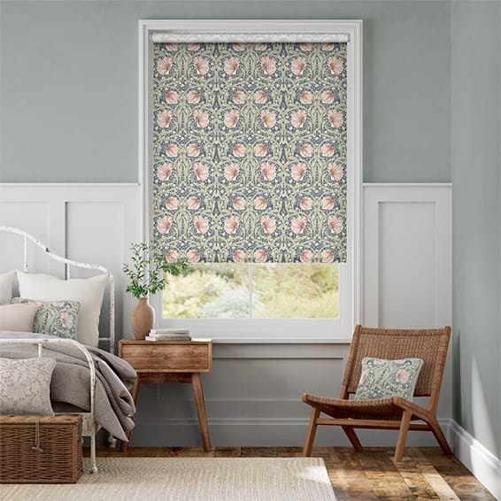 Colorized Electric William Morris Pimpernel Blush Roller Blind 4161