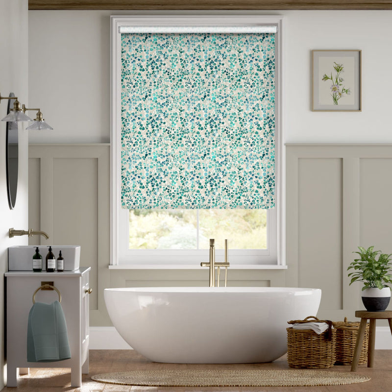 Colorized Rue Watercolour Teal Roller Blind 4420
