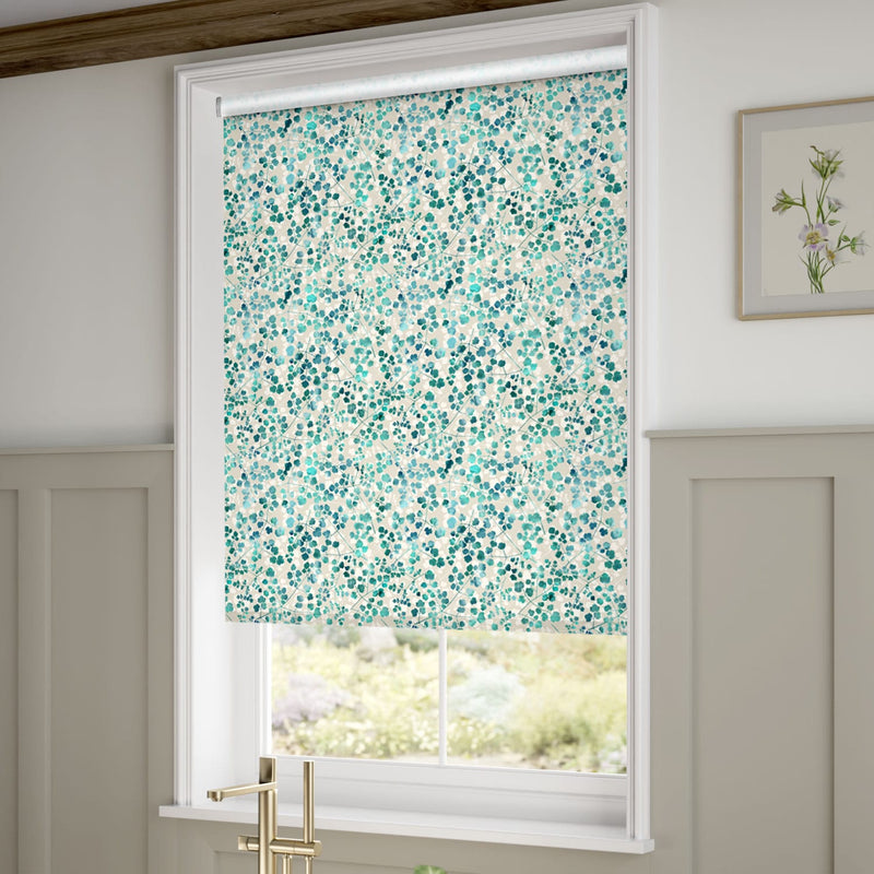 ColorizedZoom Rue Watercolour Teal Roller Blind 4420