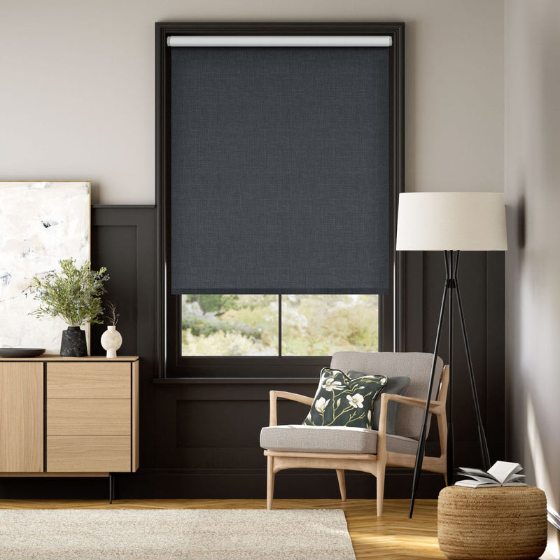 Colorized Electric Canali Blackout Charcoal Grey Roller Blind 4778