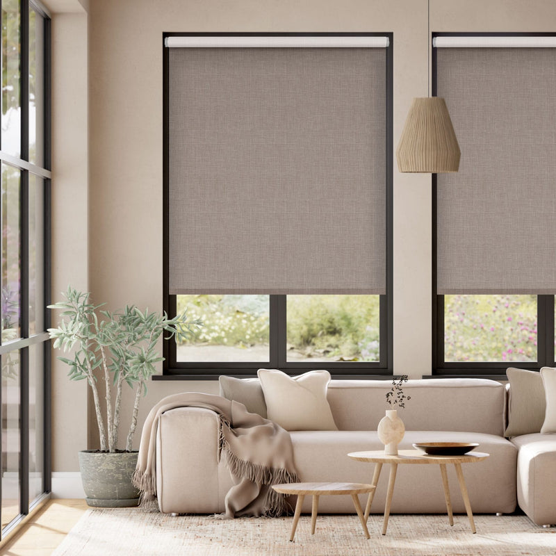Colorized Electric Canali Blackout Mocha Roller Blind 8981