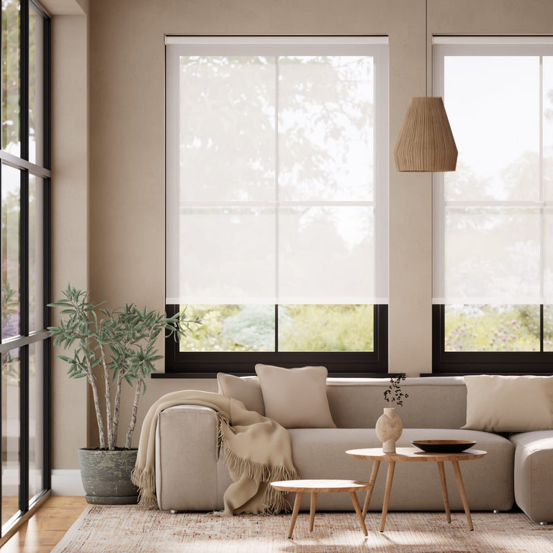 Colorized Electric Serenity Cloud White Voile Roller Blind 5057