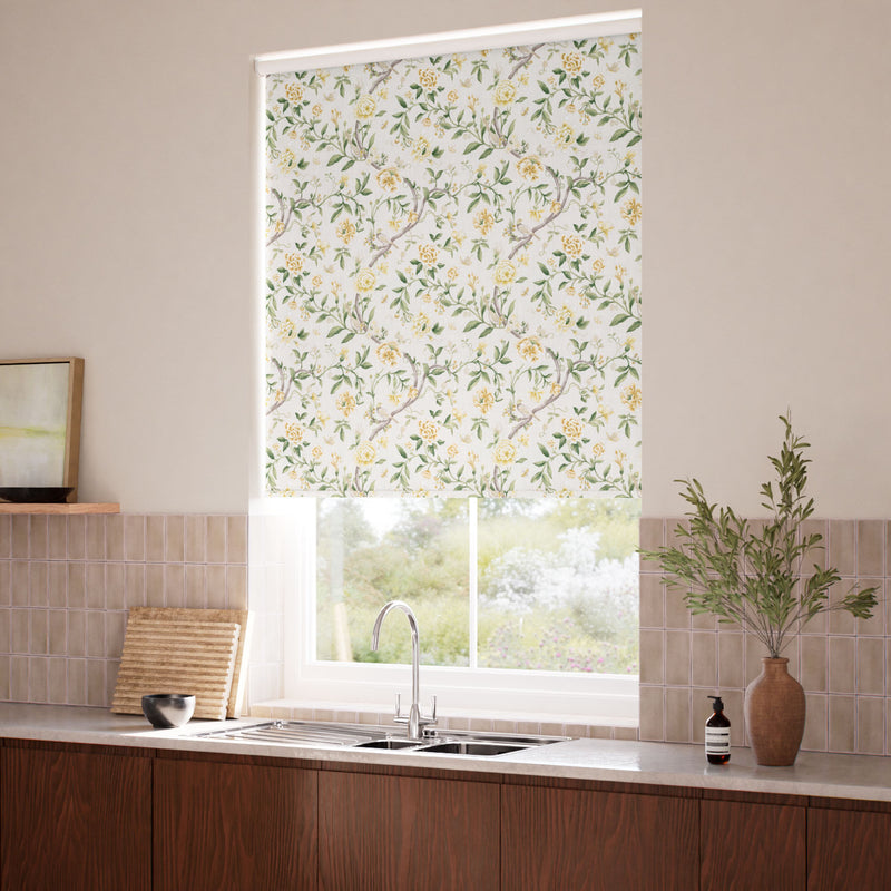 ColorizedZoom Porcelain Garden Warm Yellow Roller Blind 5310