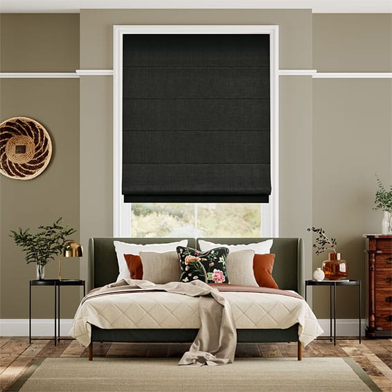 Colorized Bijou Linen Noir  Roman Blind 6734
