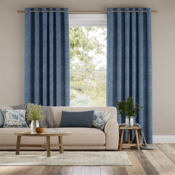 Colorized Eternity Linen Whale Blue Curtains 5459