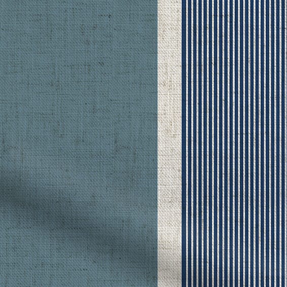 ColorizedPLA Brazen Stripe Linen Vintage Bold Blue Curtains 5463