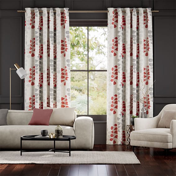 Colorized Blooming Meadow Linen Ruby Curtains 5526