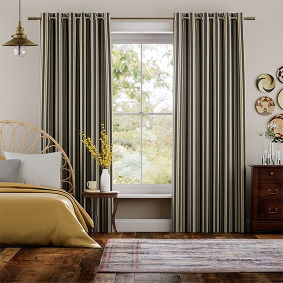 Colorized Twill Stripe Linen Gold Shadow Curtains 5706