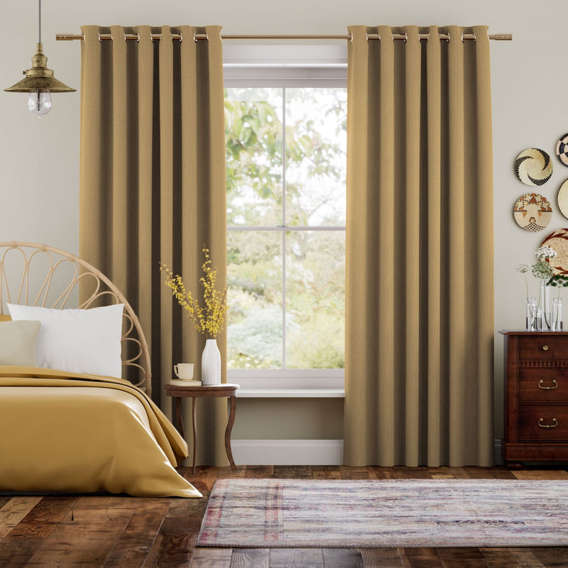 Colorized Paleo Linen Mustard  Curtains 5719