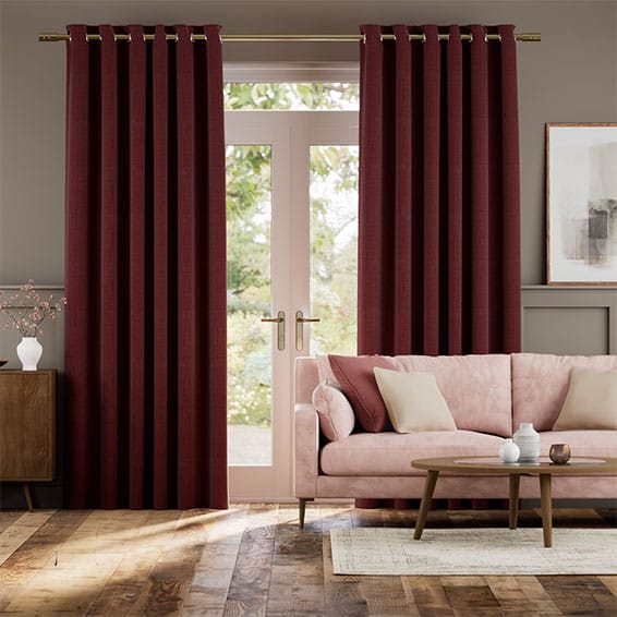 Colorized Paleo Linen Ruby Red  Curtains 5722