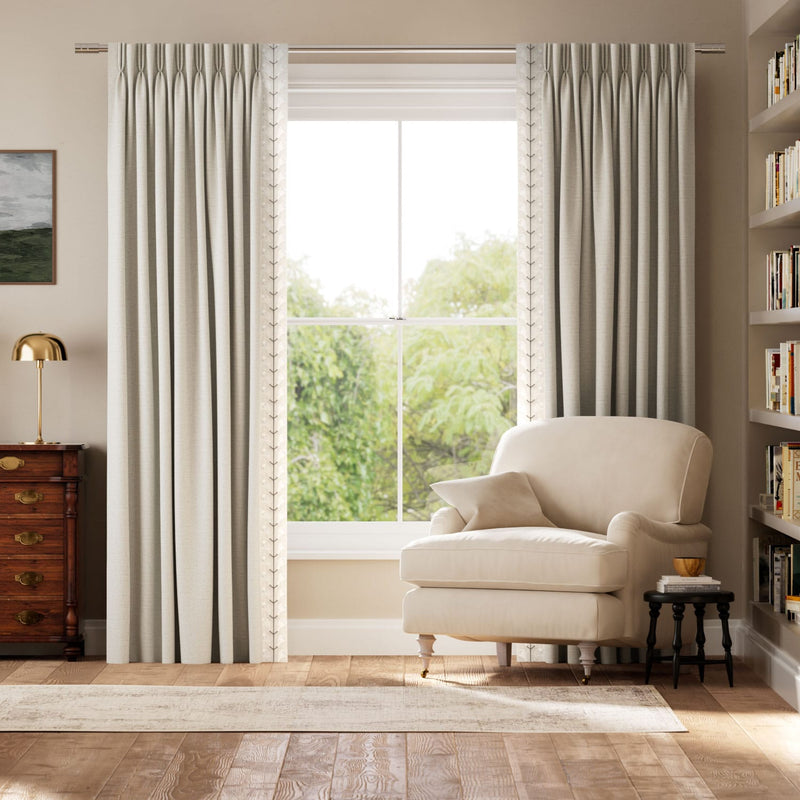 Colorized Bijou Linen Oatmeal & Chatsworth Ivory Curtains 5758
