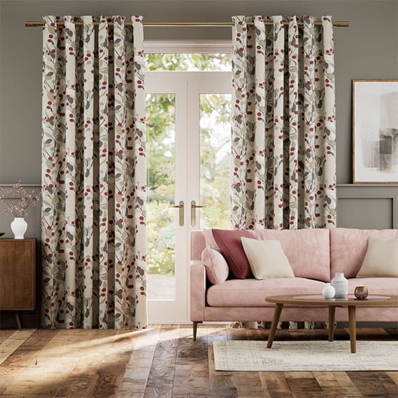 Colorized Bursting Berries Linen Cherry Curtains 5762
