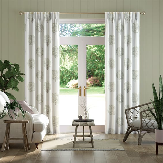 Colorized Bay Tree & Bird Fennel Curtains 5836