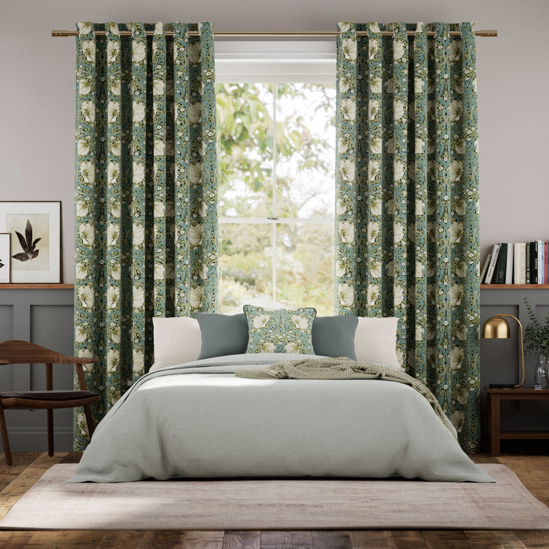 Colorized William Morris Pimpernel Sage Curtains 5908