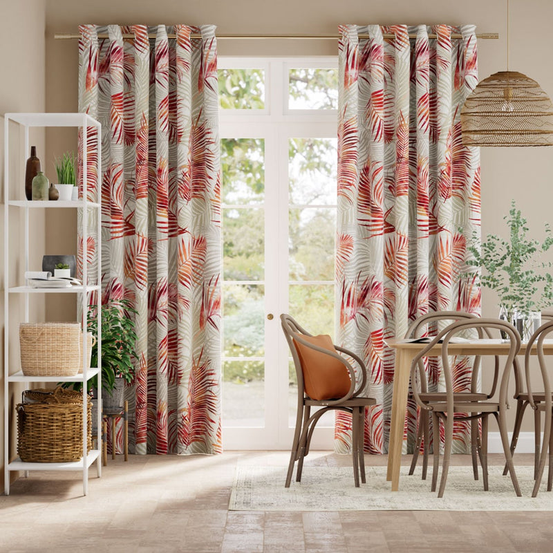 Colorized Palm Leaf Burnt Orange Curtains 5949