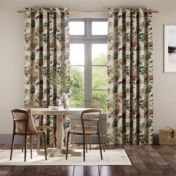 Colorized Fleur Umber & Teal Curtains 5998