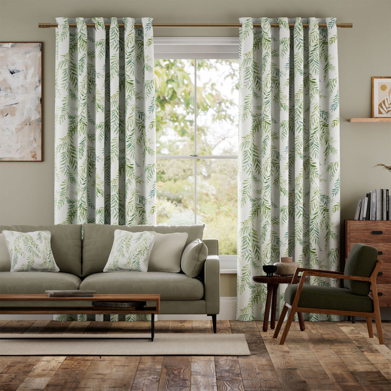 Colorized Dappled Ferns Leaf Green Curtains 6041