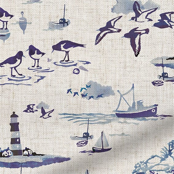 ColorizedPLA Shoreline Toile Blue Curtains 6066
