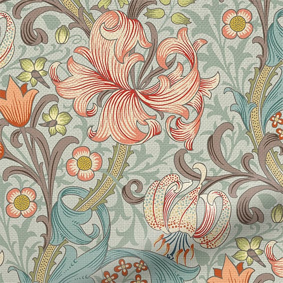 ColorizedPLA William Morris Golden Lily Coral Curtains 6261