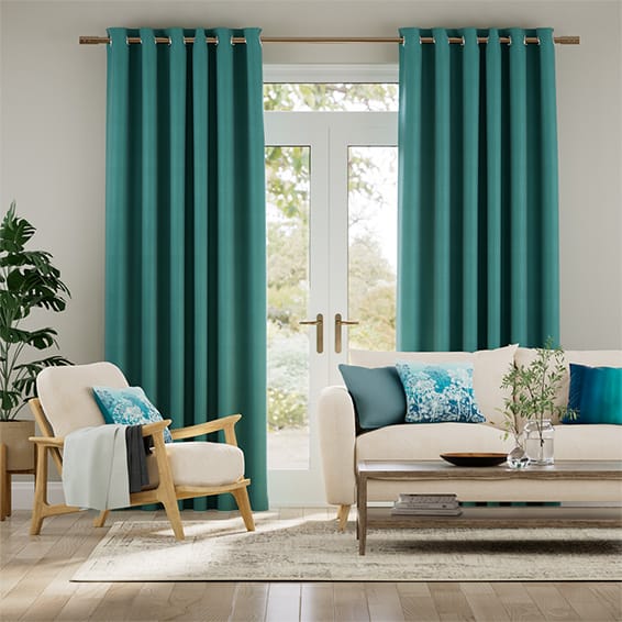 Colorized Ahisma Luxe Faux Silk Turquoise Curtains 6407