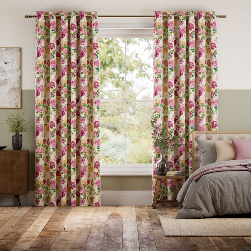 Colorized Roses All My Life Pink Curtains 6430