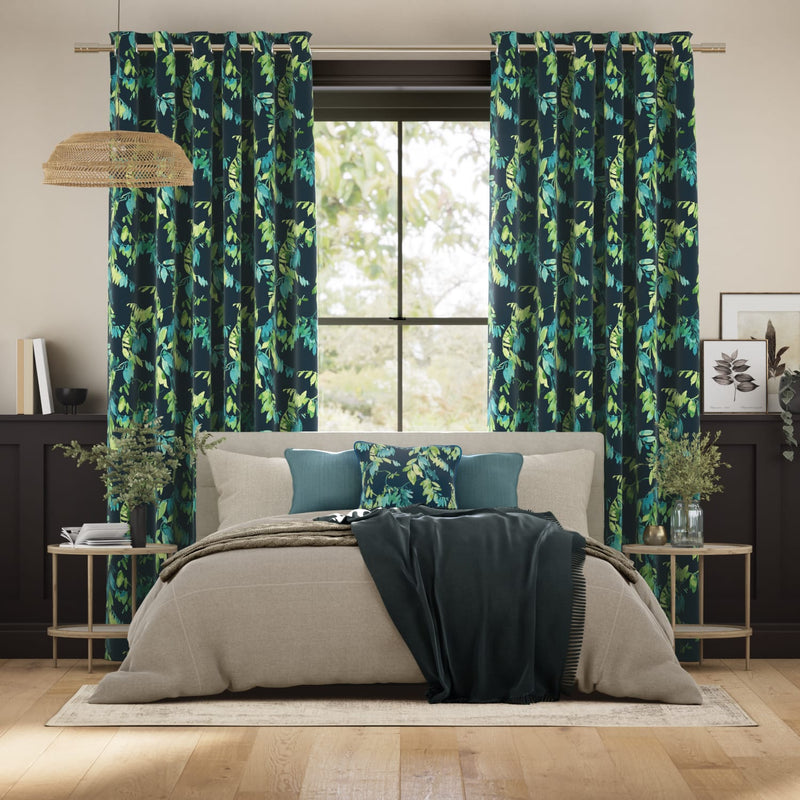 Colorized Watercolour Canopy Teal Curtains 6476